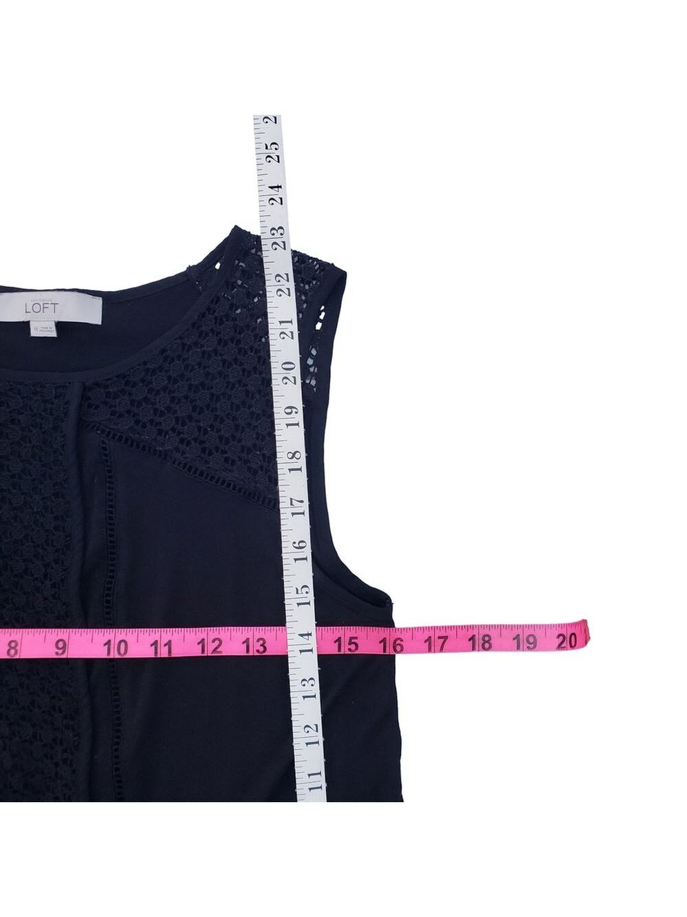 LOFT Women's Black Sleeveless Lace Trim Top Size M - Picture 8 of 8